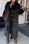 Women Casual Warm Cable-knit Plush Long Coat