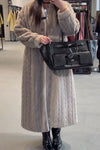 Women Casual Warm Cable-knit Plush Long Coat