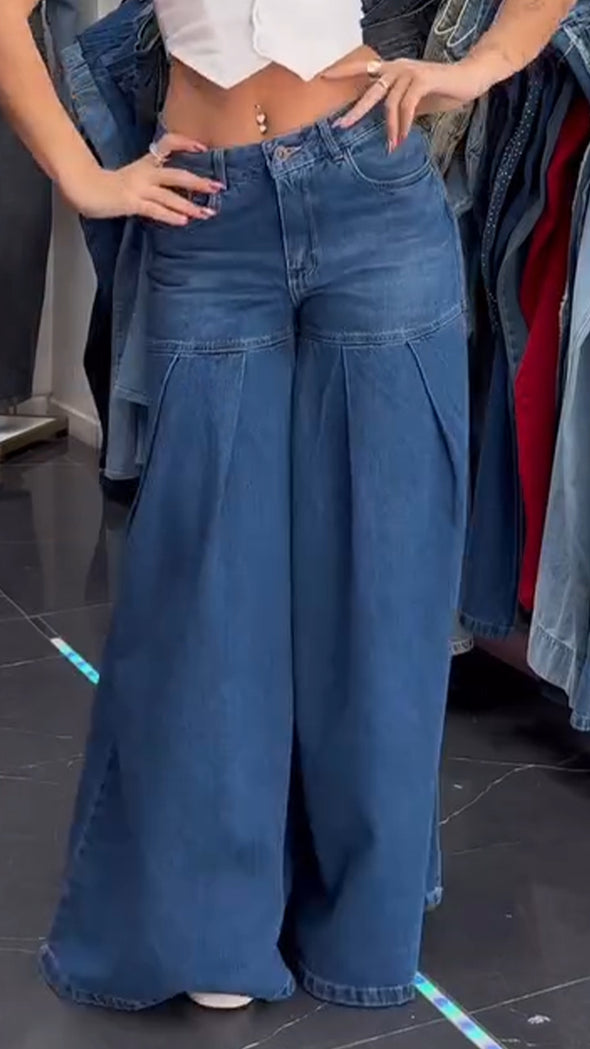 Women Patchwork Washed Casual Jeans