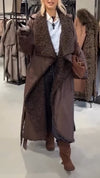 Ladies Large Lapel with Plush Interior for A Temperament and Leisure Coat