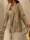 Women Lapel Sequined Temperament Commuter Blazer