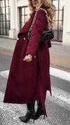 Women Lapel Solid Color Temperament Casual Coat