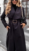 Women Lapel Solid Color Temperament Casual Coat