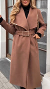 Women Lapel Solid Color Temperament Casual Coat