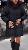 Women Fur Collar Solid Color Casual Cotton Jacket