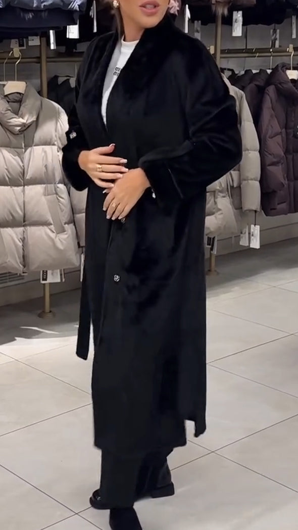 Women Lapel Plush Temperament Casual Coat