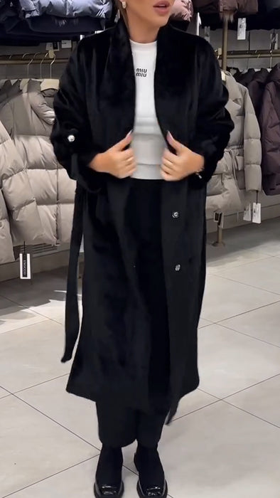 Women Lapel Plush Temperament Casual Coat