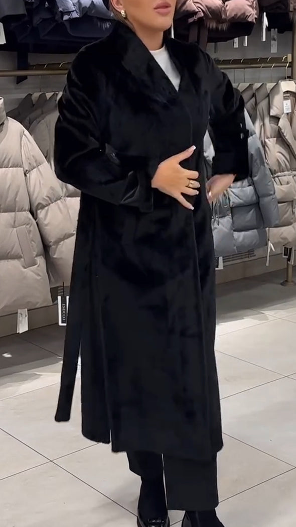 Women Lapel Plush Temperament Casual Coat
