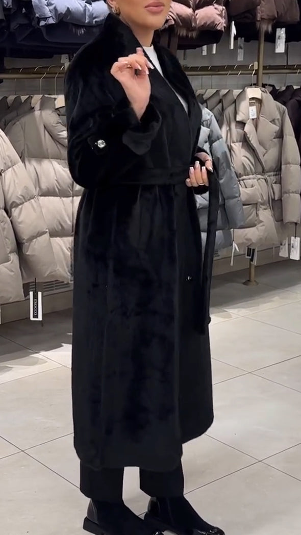 Women Lapel Plush Temperament Casual Coat