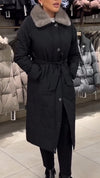 Women Fur Collar Long Casual Cotton Coat