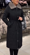 Women Fur Collar Long Casual Cotton Coat