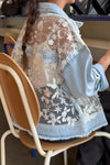 Women Elegant Sheer Embroidered Lapel Jacket