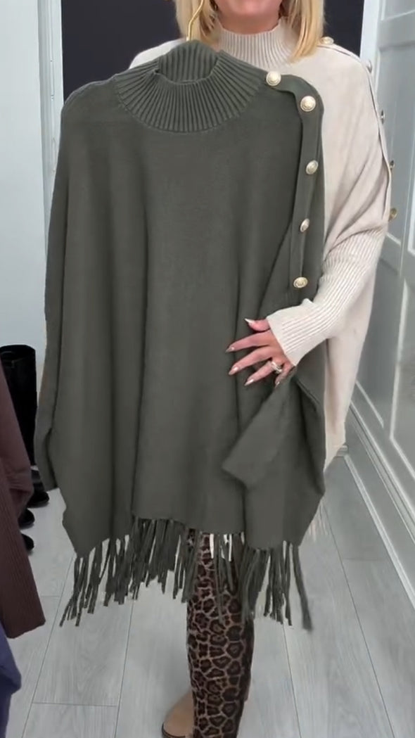 Women Round Neck Knitted Patchwork Tassel Casual Top
