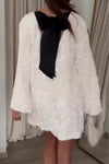 Women Elegant Bow Tie Party Sequin Dress