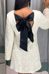 Women Elegant Bow Tie Party Sequin Dress