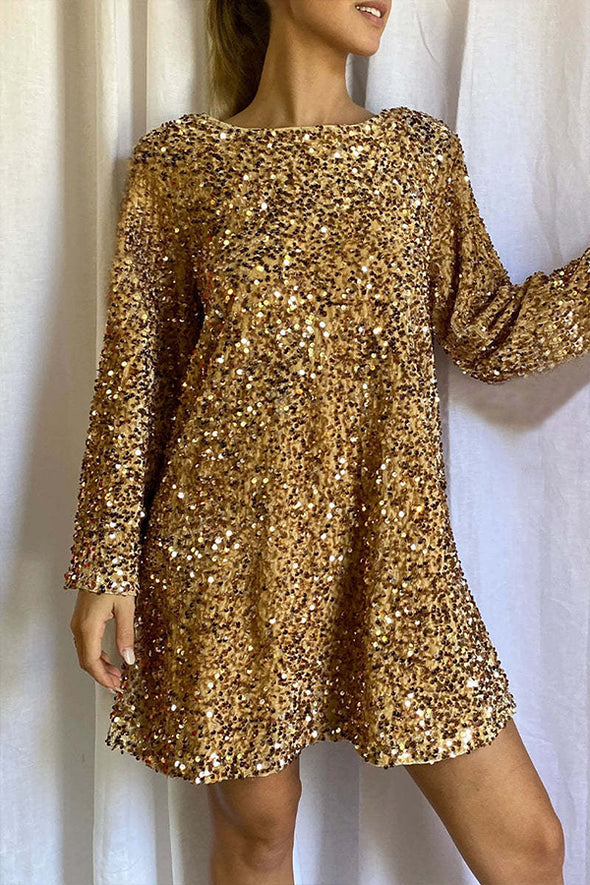 Women Elegant Bow Tie Party Sequin Dress