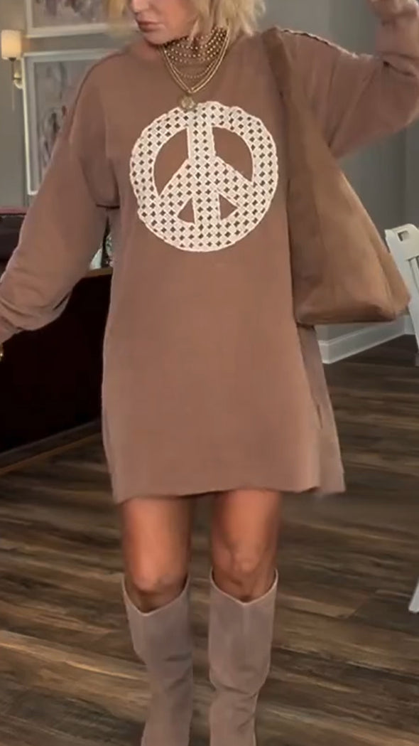 Women Round Neck Printed Casual Dress