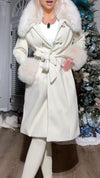 Women Fur Collar Waist Tie Temperament Casual Coat