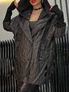 Ladies Hooded Spliced Knit Sleeve Casual Coat