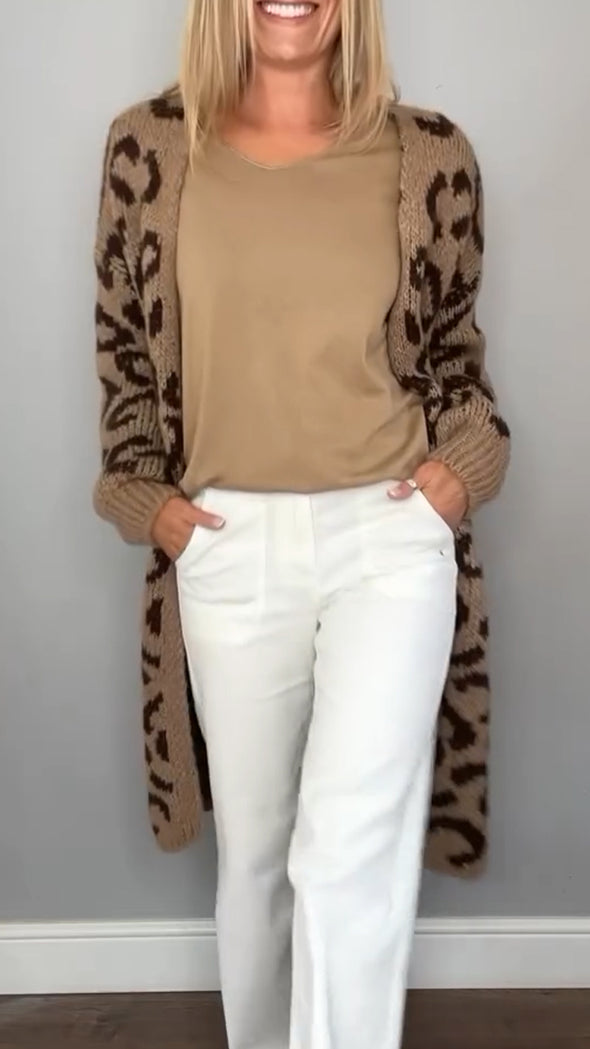 Women Knitted Printed Casual Cardigan