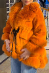 Women Casual Double Plush Lace-up A-line Coat
