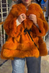 Women Casual Double Plush Lace-up A-line Coat