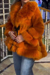 Women Casual Double Plush Lace-up A-line Coat