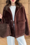 Women Lapel Plush Casual Jacket