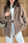 Women Lapel Plush Casual Jacket