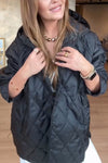 Women Hooded Plaid Solid Color Casual Coat