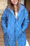 Women Hooded Plaid Solid Color Casual Coat