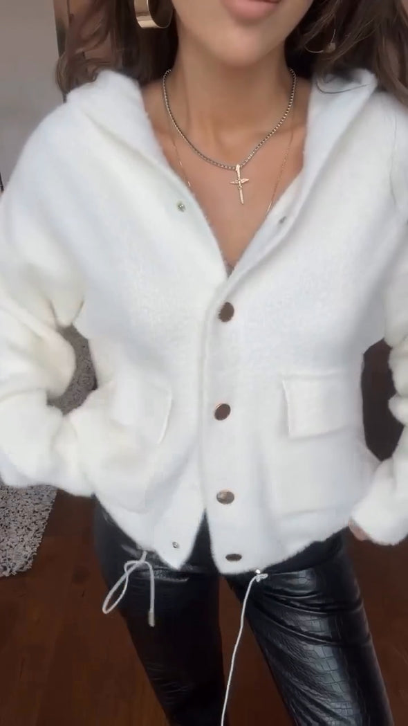 Women Plush Buttoned Casual Jacket