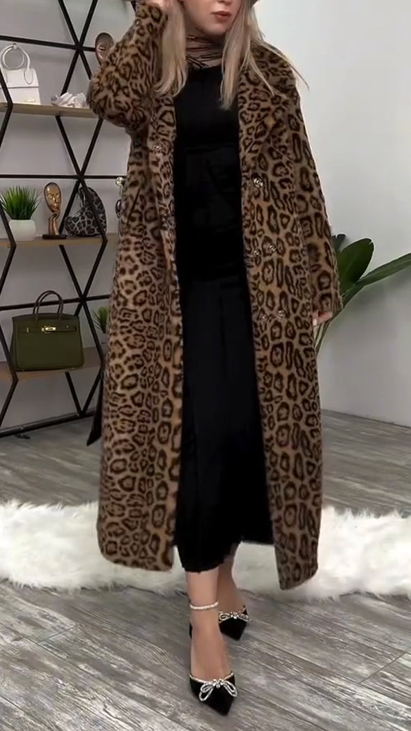 Women Lapel Leopard Print Temperament Casual Coat
