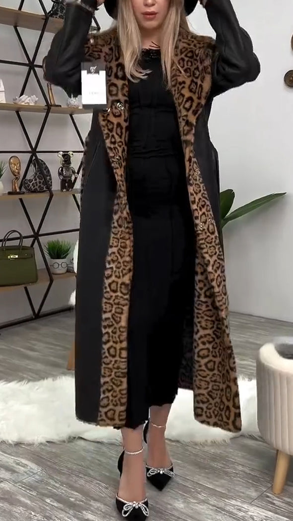 Women Lapel Leopard Print Temperament Casual Coat