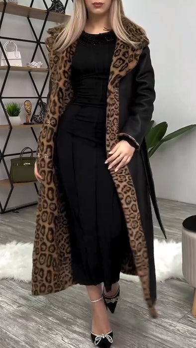 Women Lapel Leopard Print Temperament Casual Coat