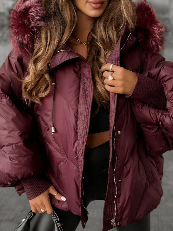 Women Fur Collar Casual Cotton Jacket
