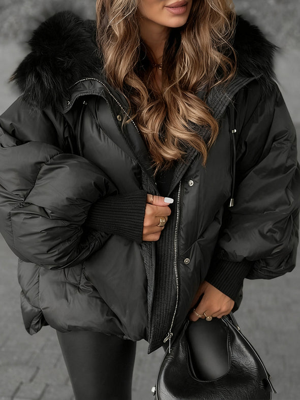 Women Fur Collar Casual Cotton Jacket