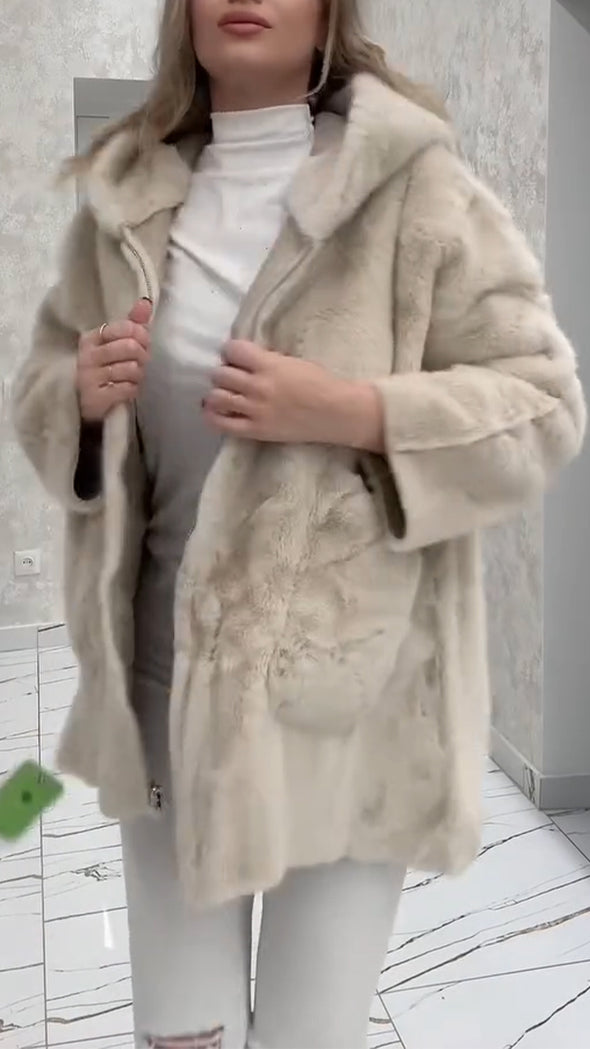 Women Hooded Plush Casual Coat