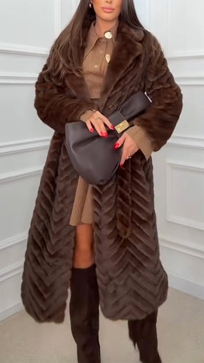 Women Lapel Plush Temperament Casual Coat