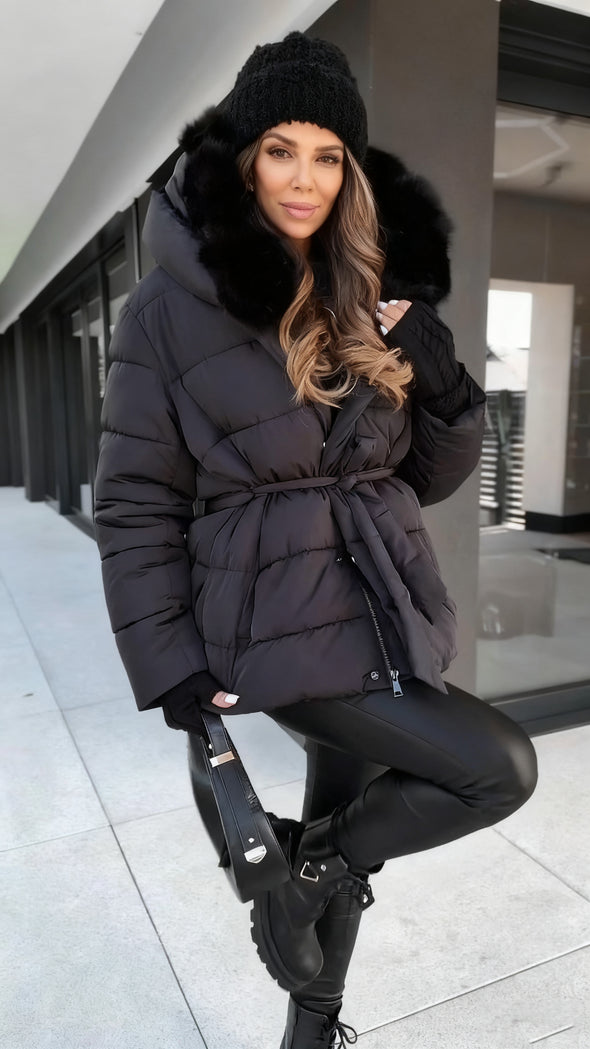 Women Fur Collar Temperament Casual Cotton Jacket