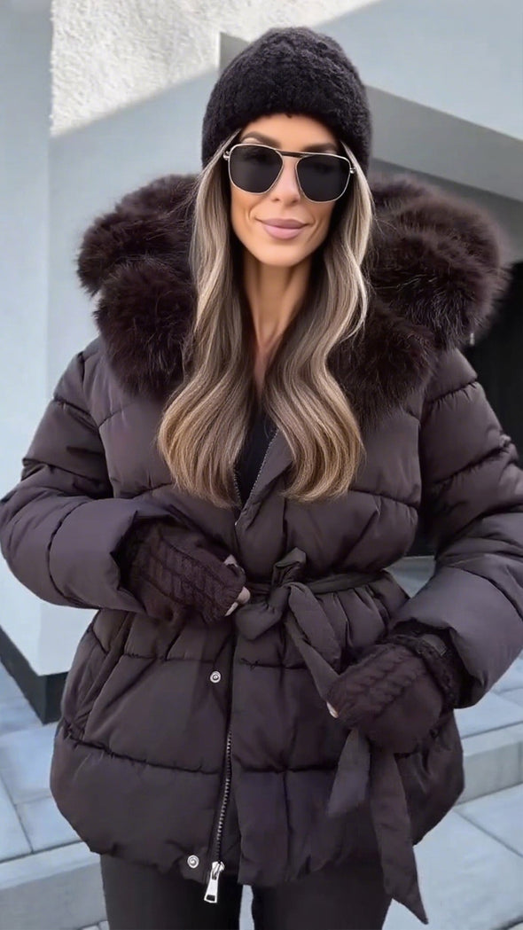 Women Fur Collar Temperament Casual Cotton Jacket