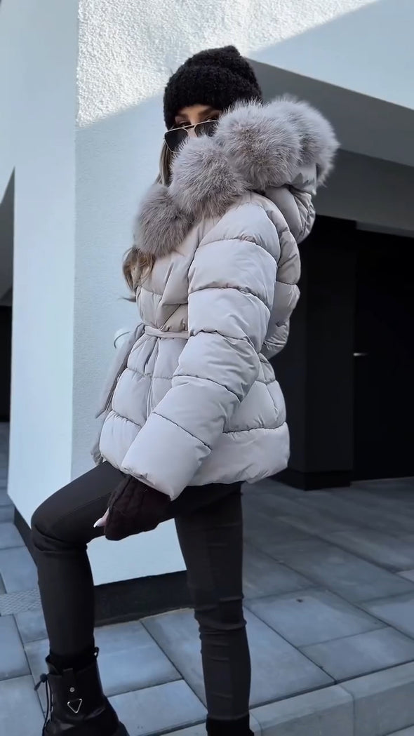 Women Fur Collar Temperament Casual Cotton Jacket