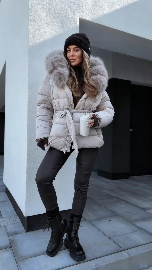 Women Fur Collar Temperament Casual Cotton Jacket