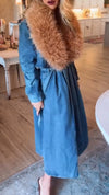 Women Fur Collar Denim Temperament Casual Coat