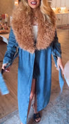 Women Fur Collar Denim Temperament Casual Coat