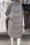 Women Casual Fur Collar Knit Panel Double-Breasted Warm Coat