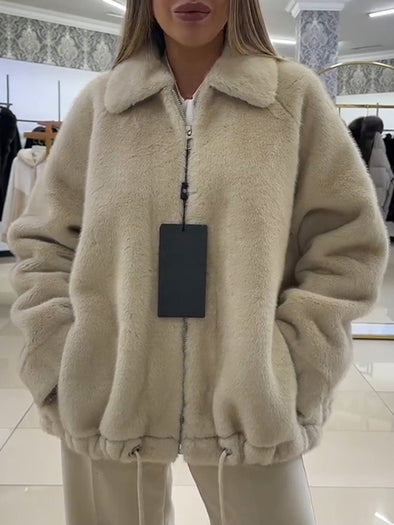 Women Lapel Casual Plush Coat