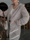 Women Hooded Plush Lining Casual Cotton Jacket