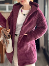 Women Hooded Plush Lining Casual Cotton Jacket