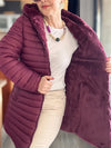 Women Hooded Plush Lining Casual Cotton Jacket